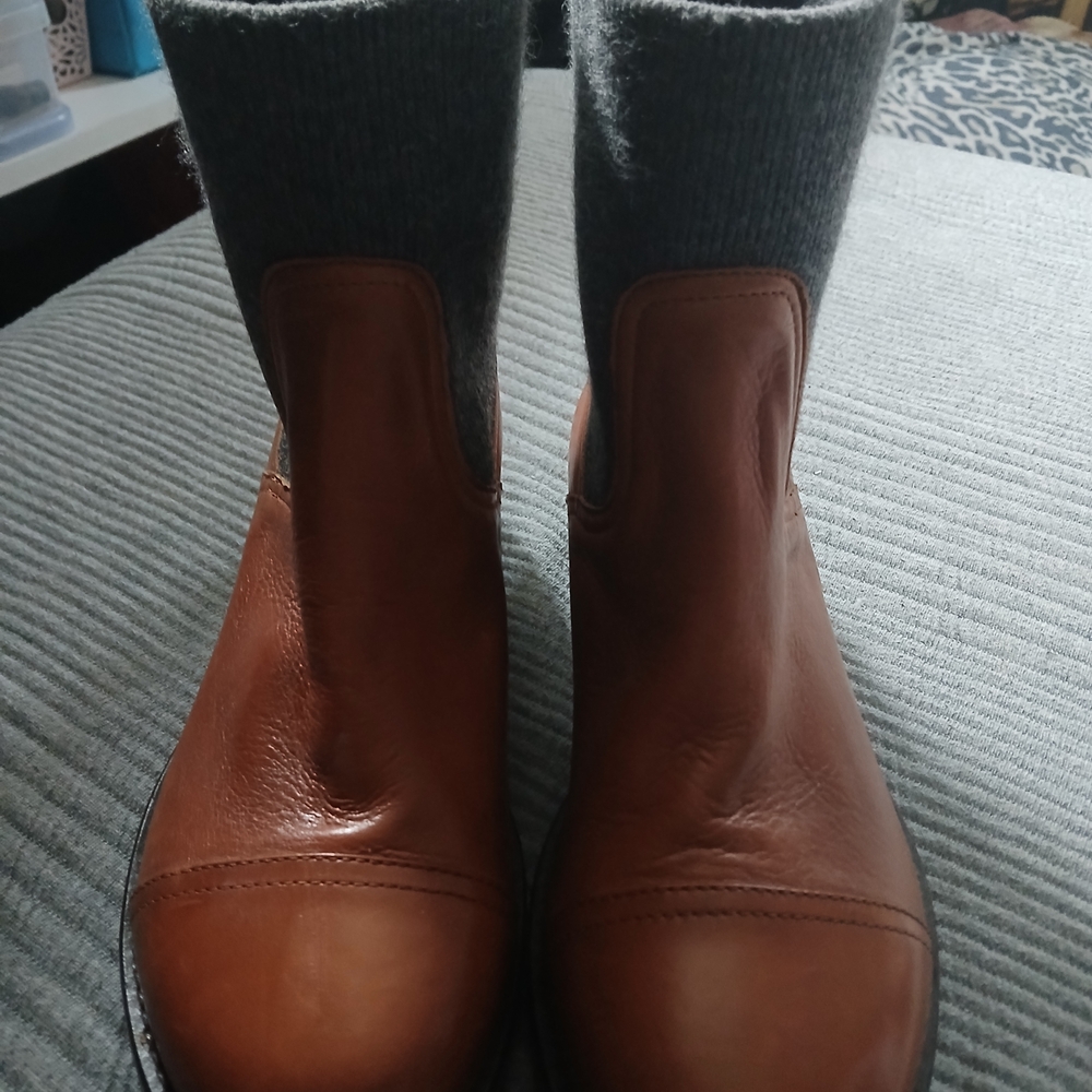 J. Crew Factory Tan and Gray Ankle Booties
